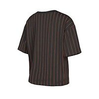 Women's New Era Black Baltimore Orioles Cooperstown Collection Multiplier Pinstripe Cropped T-Shirt