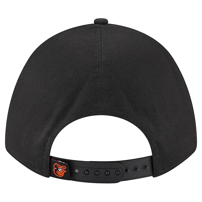 Casquette ajustable New Era noire métallisée 9FORTY pour femme, motif Baltimore Orioles