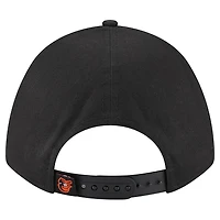 Casquette ajustable New Era noire métallisée 9FORTY pour femme, motif Baltimore Orioles