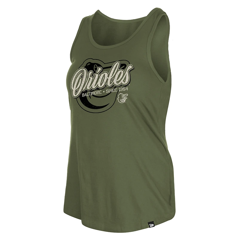 Women's New Era Olive Baltimore Orioles 2026 Armed Forces Day Tank Top