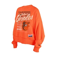 Women's New Era Orange Baltimore Orioles Boxy Mineral Wash Dolmen Sleeve Cropped Sweatshirt
