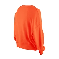 Women's New Era Orange Baltimore Orioles Boxy Mineral Wash Dolmen Sleeve Cropped Sweatshirt