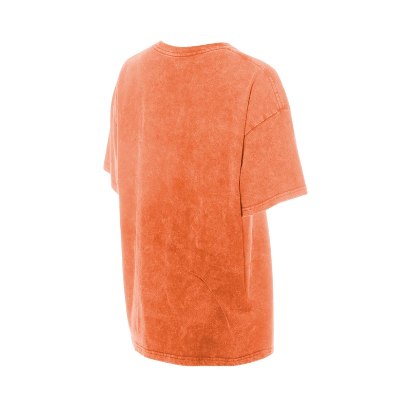 T-shirt oversize New Era orange Baltimore Orioles pour femme, délavé à l'huile minérale