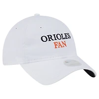 Casquette ajustable 9TWENTY blanche New Era pour femme, fan de l'équipe des Orioles de Baltimore