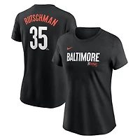 T-shirt Nike Adley Rutschman pour femme avec nom et numéro City Connect Fuse des Orioles de Baltimore noir