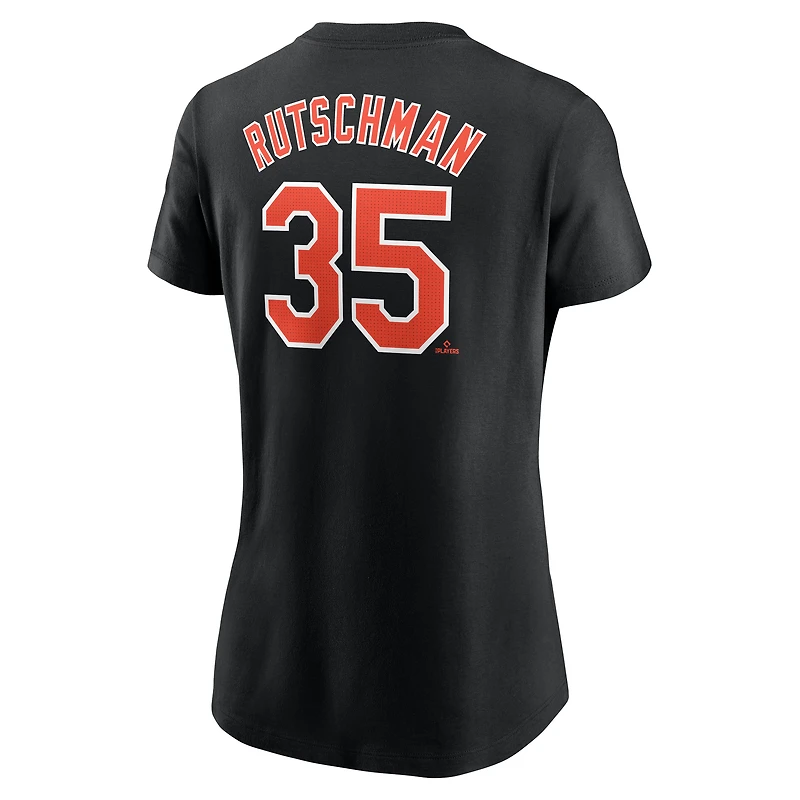 Women's Nike Adley Rutschman Black Baltimore Orioles Cooperstown Collection Fuse Name & Number T-Shirt