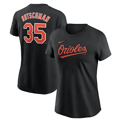 T-shirt Nike Adley Rutschman noir Baltimore Orioles Cooperstown Collection Fuse avec nom et numéro pour femme