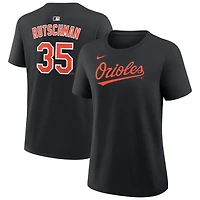T-shirt Nike Adley Rutschman noir pour femme, avec nom et numéro des Orioles de Baltimore