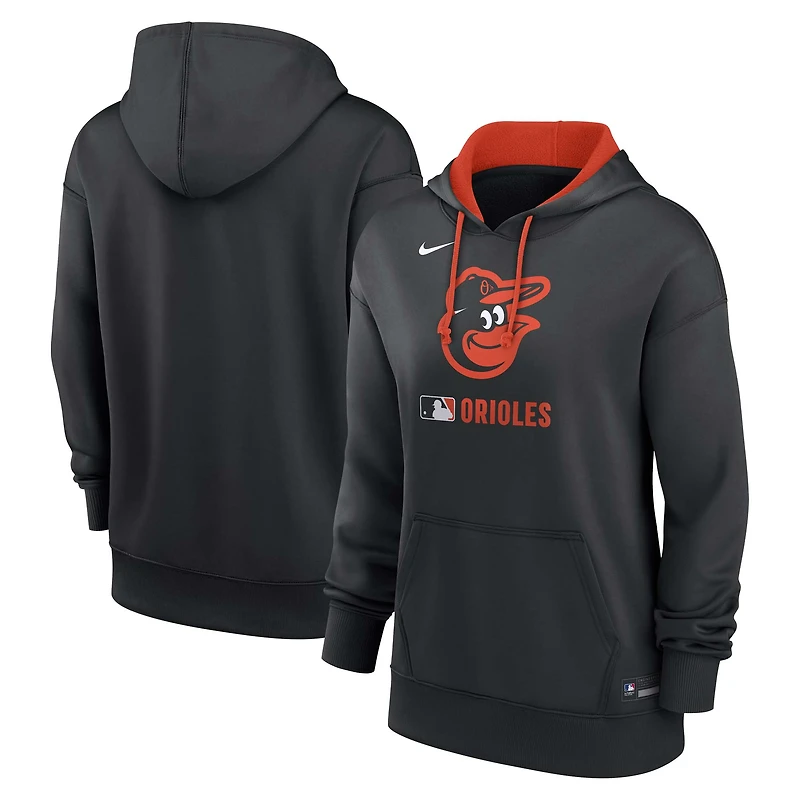 Women's Nike Black Baltimore Orioles Authentic Collection Therma-FIT Hoodie