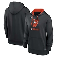 Women's Nike Black Baltimore Orioles Authentic Collection Therma-FIT Hoodie