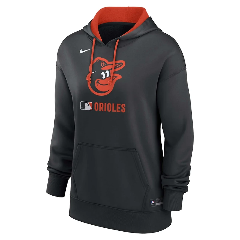 Sweat à capuche Nike Therma-FIT Authentic Collection pour femme, noir, Baltimore Orioles
