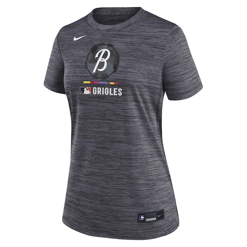 Women's Nike Charcoal Baltimore Orioles Authentic Collection City Connect Velocity Dri-FIT T-Shirt