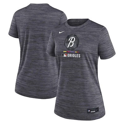 Women's Nike Charcoal Baltimore Orioles Authentic Collection City Connect Velocity Dri-FIT T-Shirt