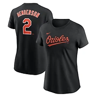 Women's Nike Gunnar Henderson Black Baltimore Orioles Cooperstown Collection Fuse Name & Number T-Shirt