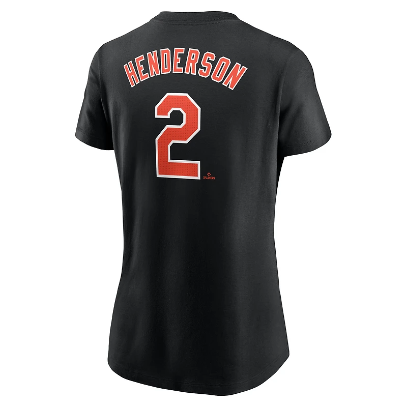 Women's Nike Gunnar Henderson Black Baltimore Orioles Cooperstown Collection Fuse Name & Number T-Shirt