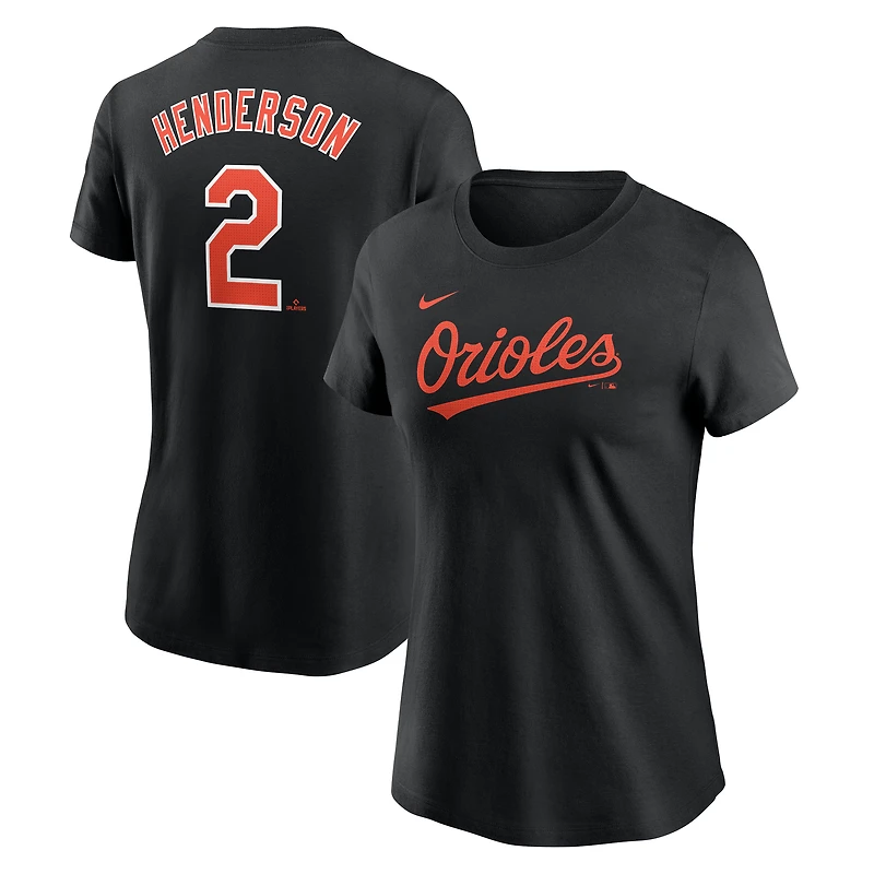 Women's Nike Gunnar Henderson Black Baltimore Orioles Cooperstown Collection Fuse Name & Number T-Shirt