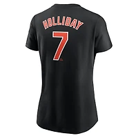 T-shirt Nike Jackson Holliday orange Baltimore Orioles Cooperstown Collection Fuse avec nom et numéro pour femme