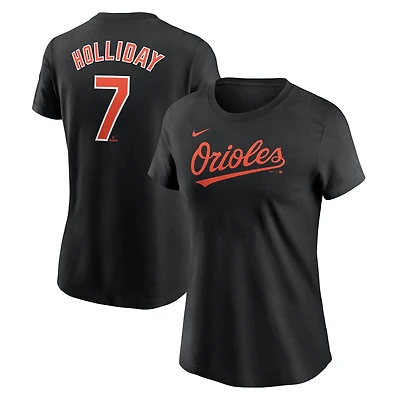 T-shirt Nike Jackson Holliday noir Baltimore Orioles Cooperstown Collection Fuse avec nom et numéro pour femme