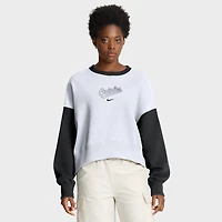 Women's Nike White/Black Baltimore Orioles Oversized High Hip Fleece Sweatshirt