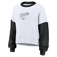 Sweat-shirt polaire oversize Nike blanc et noir Baltimore Orioles pour femme