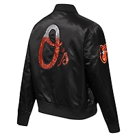 Women's Pro Standard Black Baltimore Orioles Rhinestone Satin Full-Snap Jacket