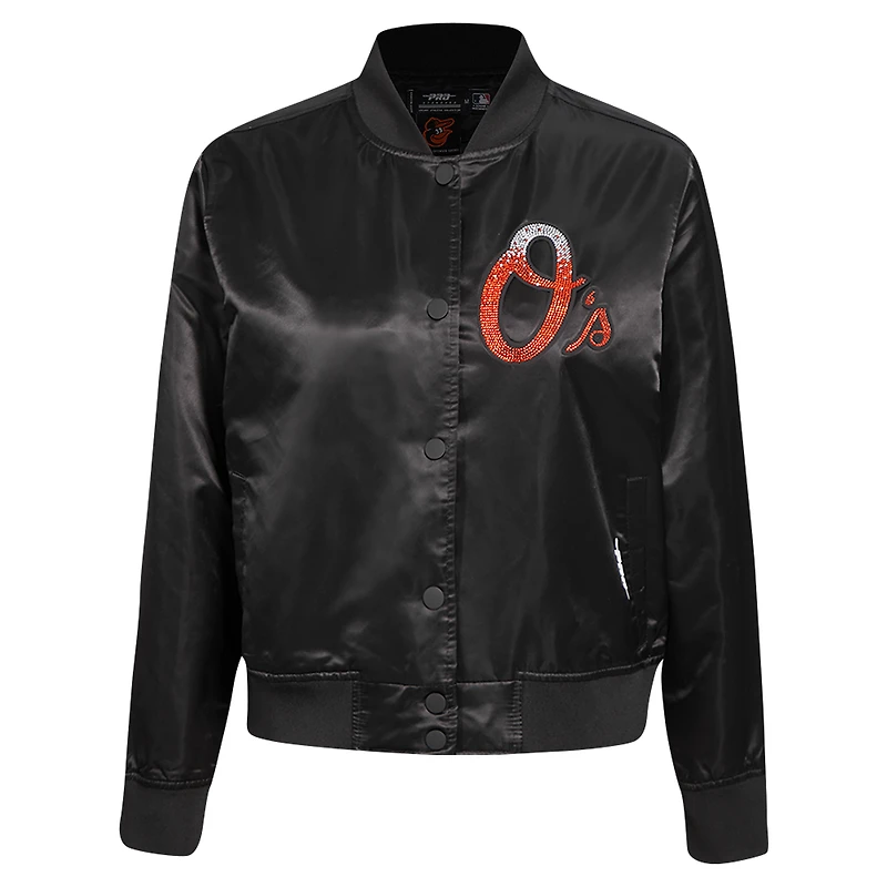 Veste à boutons-pression en satin strass Pro Standard noire pour femme des Baltimore Orioles