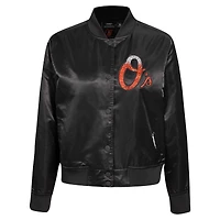 Veste à boutons-pression en satin strass Pro Standard noire pour femme des Baltimore Orioles