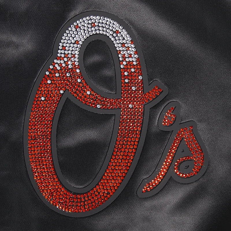 Veste à boutons-pression en satin strass Pro Standard noire pour femme des Baltimore Orioles