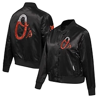 Veste à boutons-pression en satin strass Pro Standard noire pour femme des Baltimore Orioles