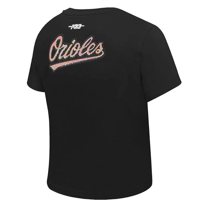 Women's Pro Standard  Black Baltimore Orioles Game Day Classics Baby Doll Cropped T-Shirt