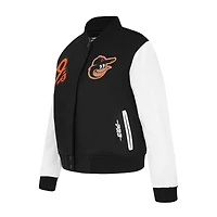 Women's Pro Standard Black Baltimore Orioles Game Day Classics Wool Varsity Jacket
