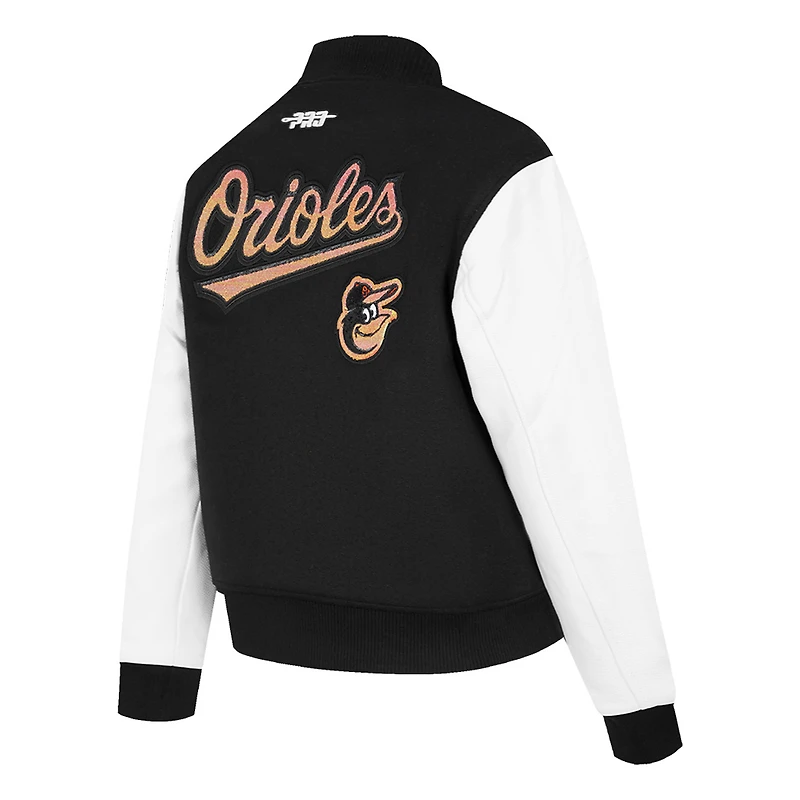 Women's Pro Standard Black Baltimore Orioles Game Day Classics Wool Varsity Jacket