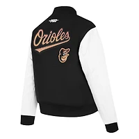 Women's Pro Standard Black Baltimore Orioles Game Day Classics Wool Varsity Jacket