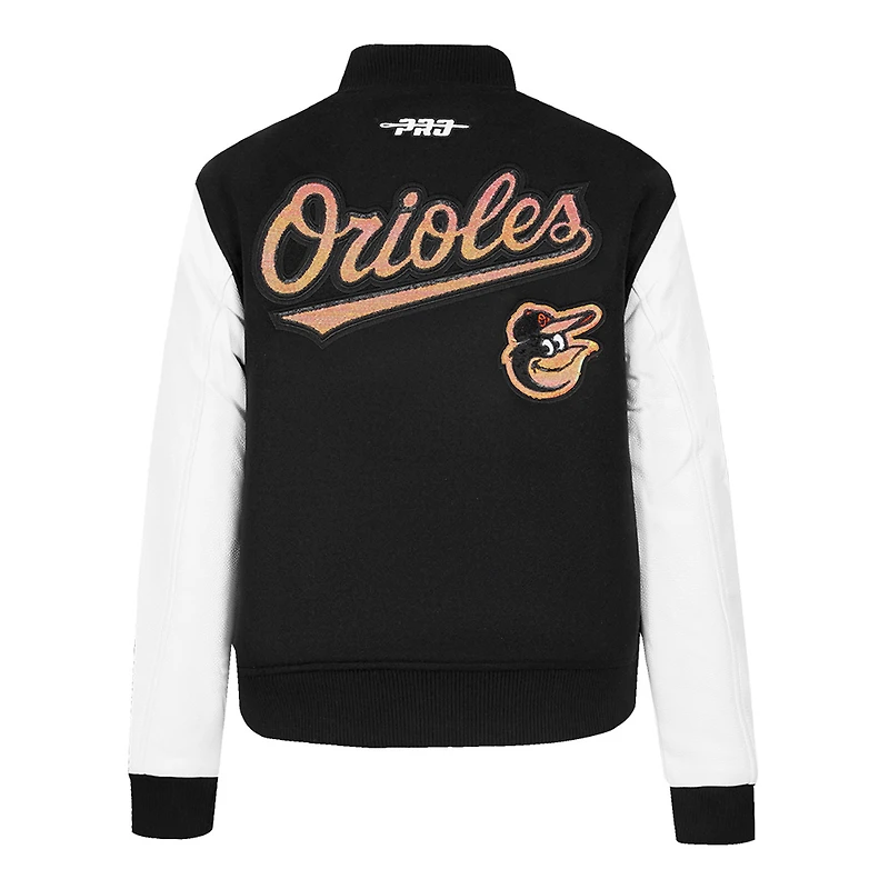 Women's Pro Standard Black Baltimore Orioles Game Day Classics Wool Varsity Jacket