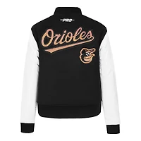 Women's Pro Standard Black Baltimore Orioles Game Day Classics Wool Varsity Jacket