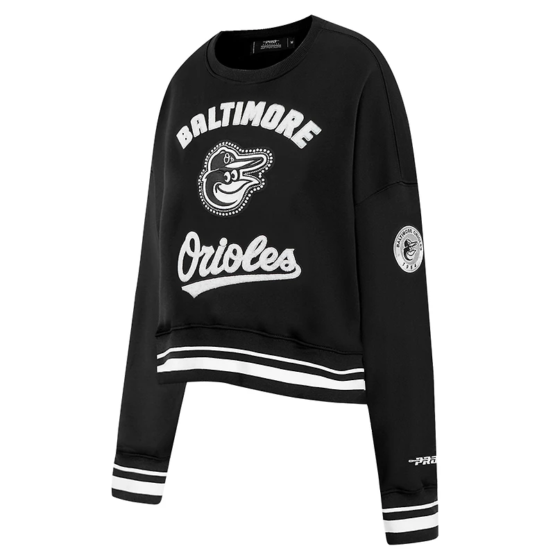 Women's Pro Standard Black Baltimore Orioles Pearl Cropped Pullover Sweatshirt