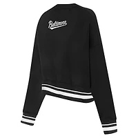 Women's Pro Standard Black Baltimore Orioles Pearl Cropped Pullover Sweatshirt