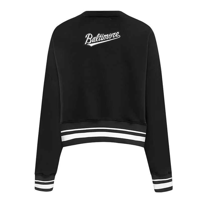 Women's Pro Standard Black Baltimore Orioles Pearl Cropped Pullover Sweatshirt
