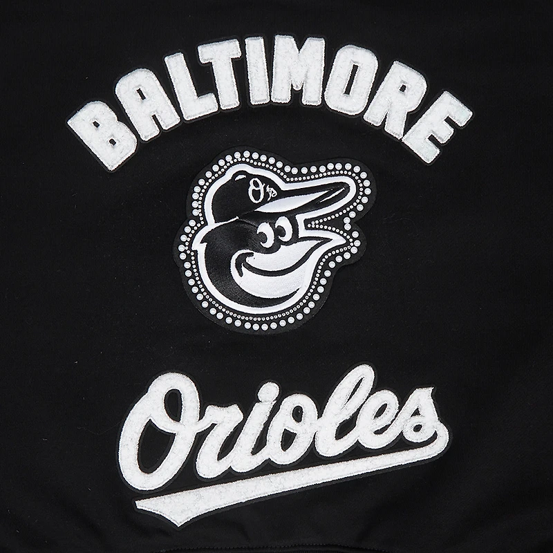 Women's Pro Standard Black Baltimore Orioles Pearl Cropped Pullover Sweatshirt