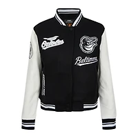 Veste universitaire entièrement zippée en laine côtelée Pro Standard pour femme Baltimore Orioles Pearls noire