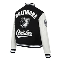 Veste universitaire entièrement zippée en laine côtelée Pro Standard pour femme Baltimore Orioles Pearls noire