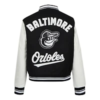 Veste universitaire entièrement zippée en laine côtelée Pro Standard pour femme Baltimore Orioles Pearls noire