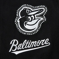 Veste universitaire entièrement zippée en laine côtelée Pro Standard pour femme Baltimore Orioles Pearls noire