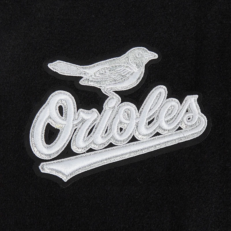 Veste universitaire entièrement zippée en laine côtelée Pro Standard pour femme Baltimore Orioles Pearls noire