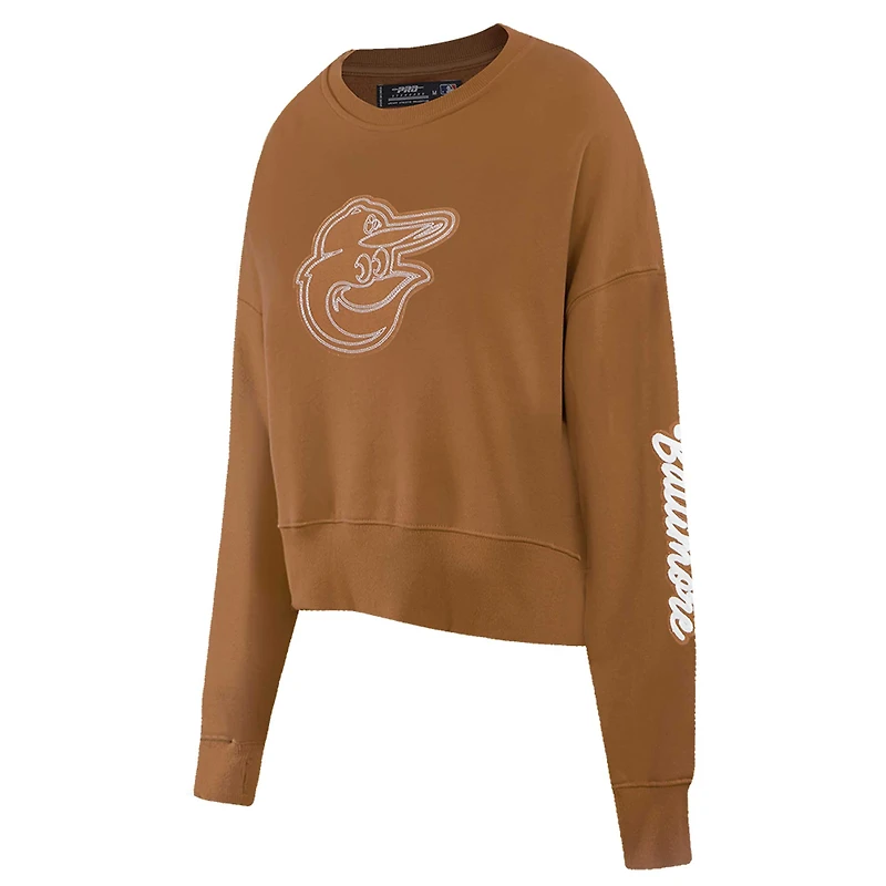 Sweat-shirt court à enfiler Pro Standard Brown Baltimore Orioles Paint The City pour femme