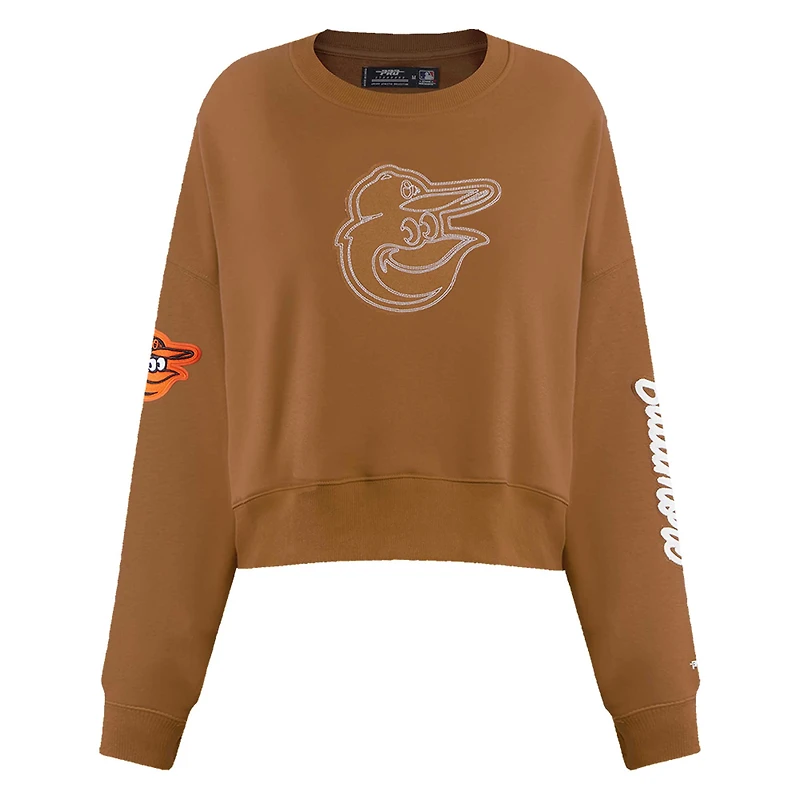 Sweat-shirt court à enfiler Pro Standard Brown Baltimore Orioles Paint The City pour femme