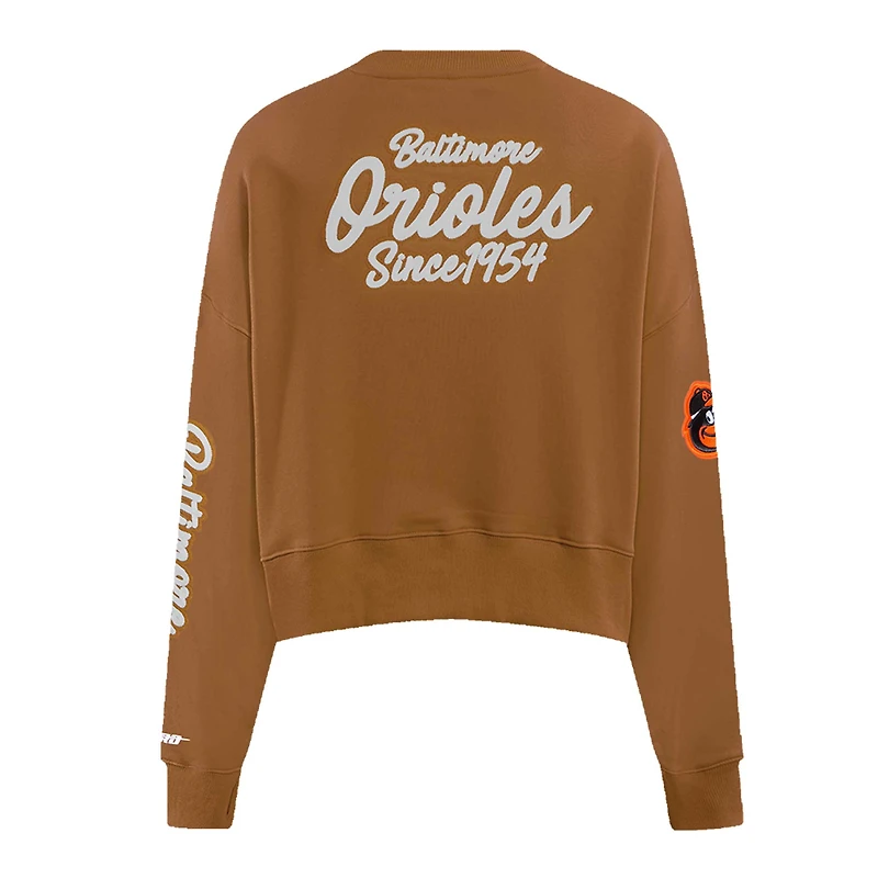 Sweat-shirt court à enfiler Pro Standard Brown Baltimore Orioles Paint The City pour femme