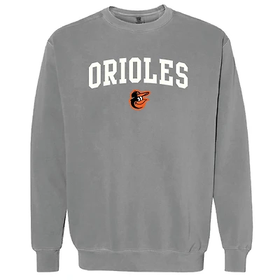 Women's Soft as a Grape Charcoal Baltimore Orioles Pigment Dye Pullover Sweatshirt