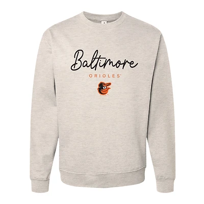 Women's Soft as a Grape Oatmeal Baltimore Orioles Pigment Dye Crewneck Sweatshirt