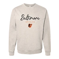 Women's Soft as a Grape  Oatmeal Baltimore Orioles Pigment Dye Crewneck Sweatshirt